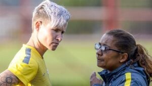 Banyana Banyana veteran Janine van Wyk and Coach Desiree Ellis.