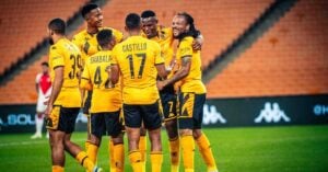 Kaizer Chiefs players celebrating a goal