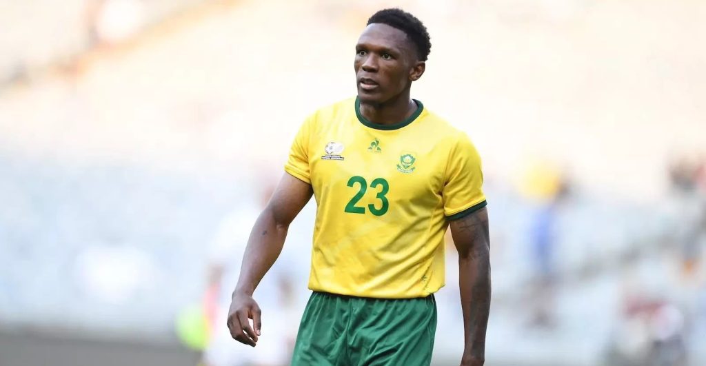 Bafana Bafana striker Lebo Mothiba in action