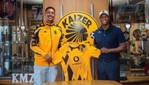 Luke Fluers being unveiled by Kaizer Chiefs