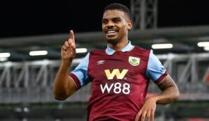 South African footballers Lyle Foster in action for Burnley FC
