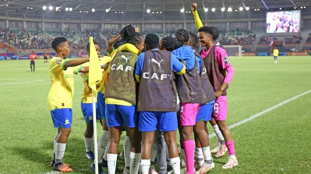 Mamelodi Sundowns Ladies in celebratory mood.