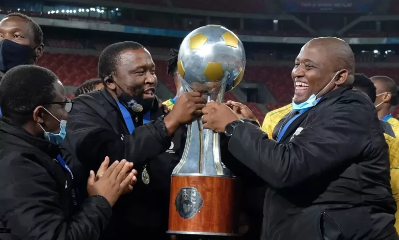 Morena Ramoreboli and Vela Khumalo of Kaizer Chiefs after winning the COSAFA Cup