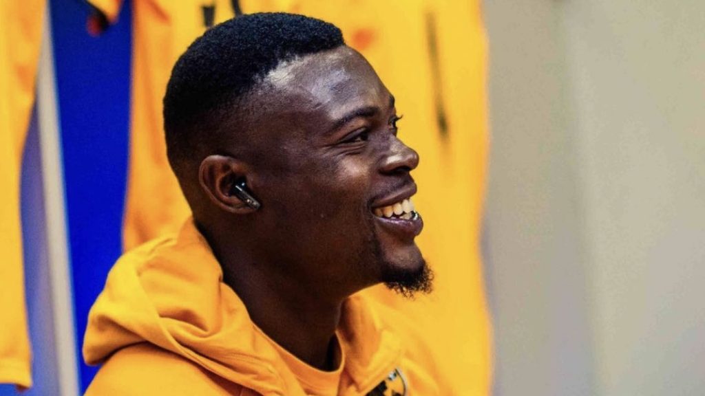 Kaizer Chiefs striker Ranga Chivaviro in smiles.