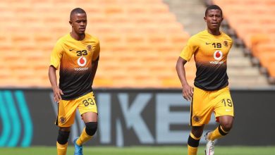 Sabelo Radebe and Happy Mashiane of Kaizer Chiefs during a warm up