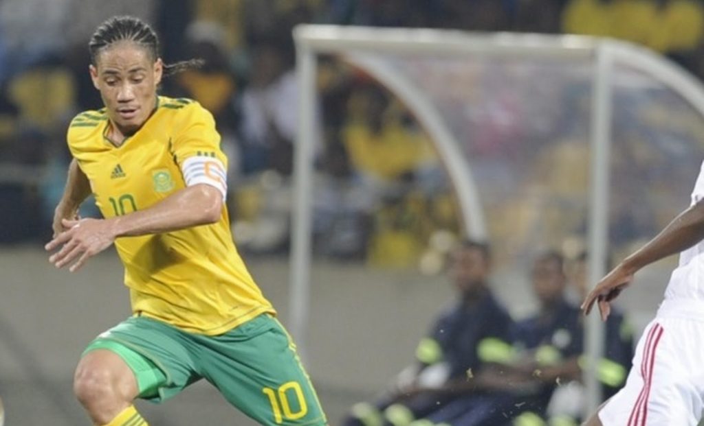 Steven Pienaar in action for Bafana Bafana during his playing days