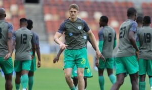 Baroka FC plalyers warming-up before the game