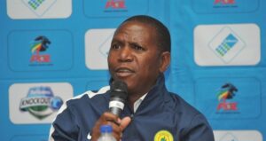 Alex Bapela addressing the media during his time at Mamelodi Sundowns