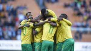 Bafana Bafana players celebrating a goal