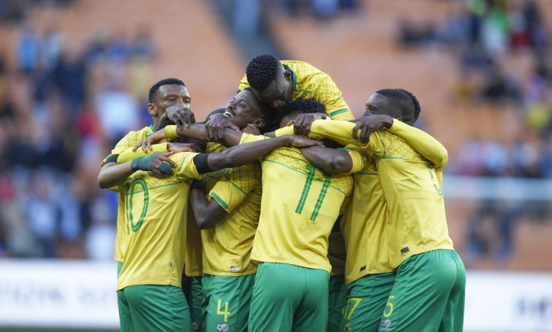 Bafana Bafana players celebrating a goal