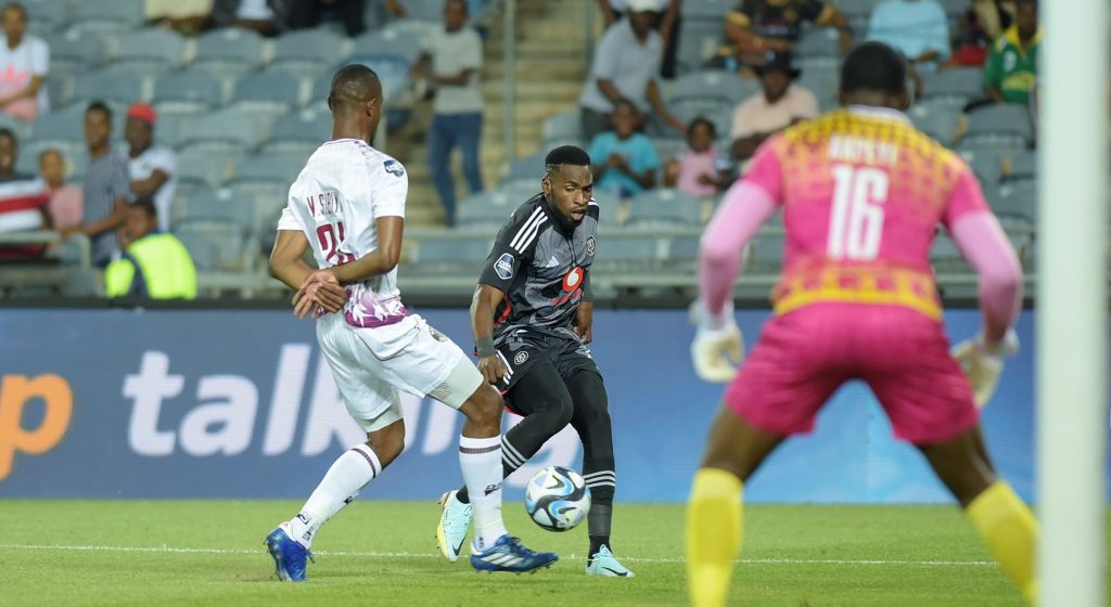 Fortune Makaringe in action against Moroka Swallows in the DStv Premiership