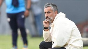Orlando Pirates head coach Jose Riveiro on the touchline.
