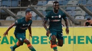 AmaZulu FC players celebrate a goal against TS Galaxy