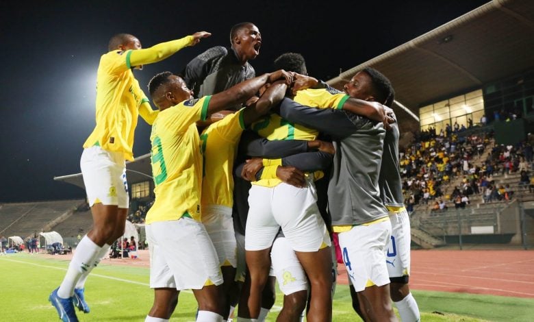 Mamelodi Sundowns players in celebratory mood.