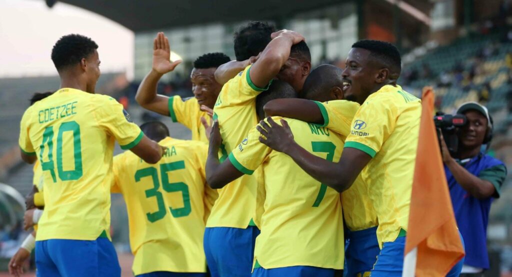 Mamelodi Sundowns players celebrate a goal