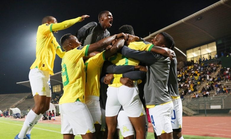 Mamelodi Sundowns celebrating a goal in the DStv Premiership