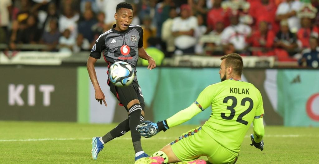 Relebohile Mofokeng in action for Orlando Pirates against TS Galaxy