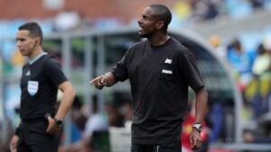 Mamelodi Sundowns mentor Rulani Mokwena on the touchline.