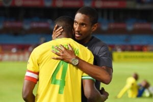 Rulani Mokwena and Teboho Mokoena of Mamelodi Sundowns