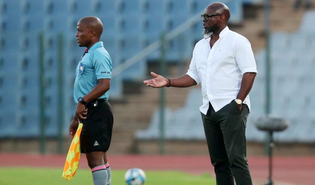 Steve Komphela on the sidelines during Moroka Swallows match