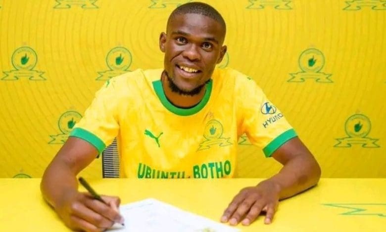 Zuko Mdunyelwa during his unveiling at Mamelodi Sundowns