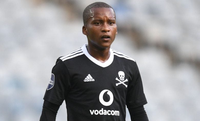 Azola Tshobeni during an Orlando Pirates game