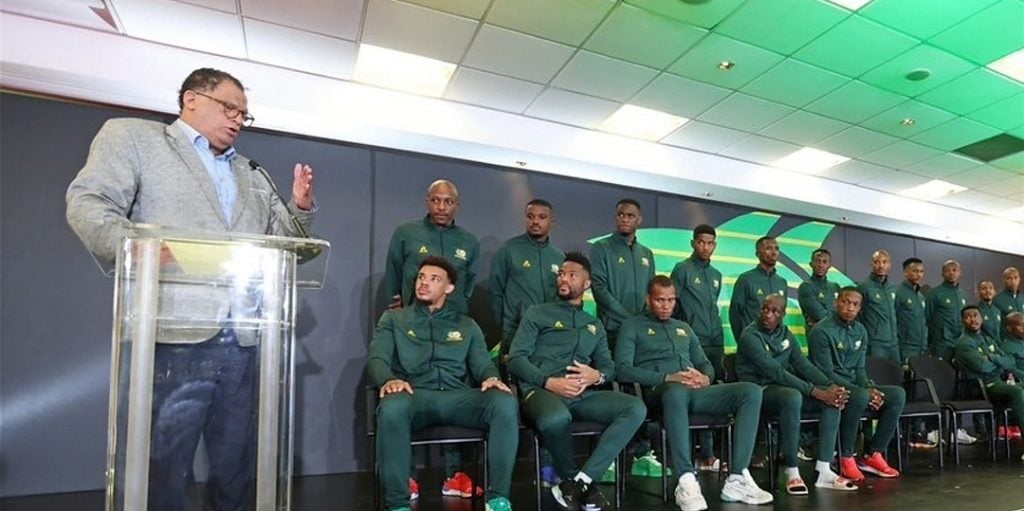 SAFA president Dr Danny Jordaan addressing Bafana Bafana players.