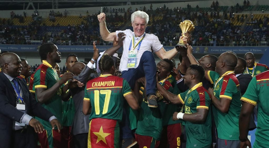 Bafana Bafana coach during his Cameroon days winning AFCON