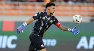 Bafana Bafana goalkeeper Ronwen Williams in action at 2023 AFCON