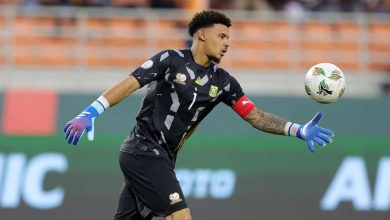 Bafana Bafana goalkeeper Ronwen Williams in action at 2023 AFCON