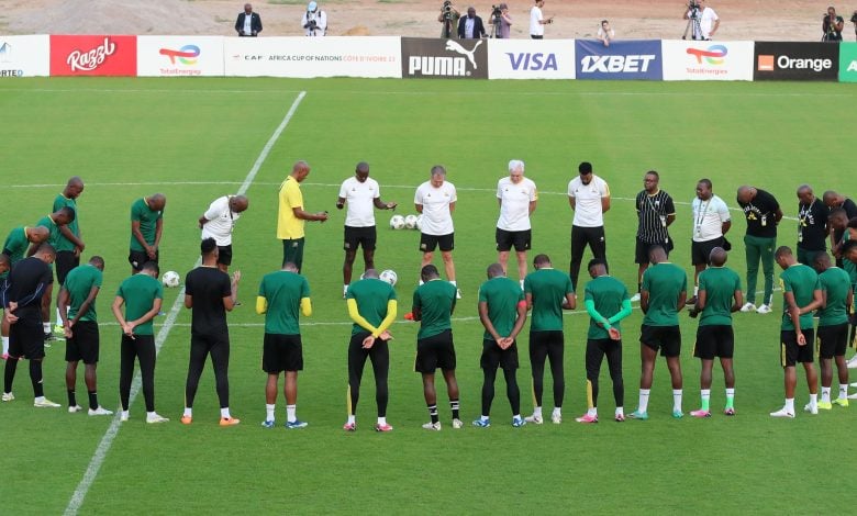 Bafana Bafana squad getting ready for a training session at 2023 AFCON