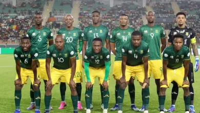 Bafana Bafana players posing for a team picture at AFCON