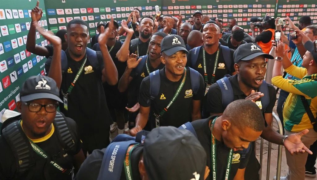 Bafana Bafana players signing before an AFCON game