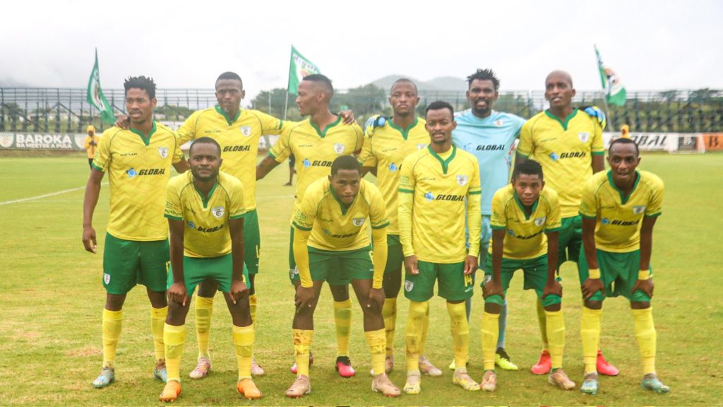 Baroka FC players lining up for a team picture.