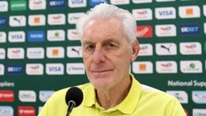Bafana Bafana coach Hugo Broos at a press conference