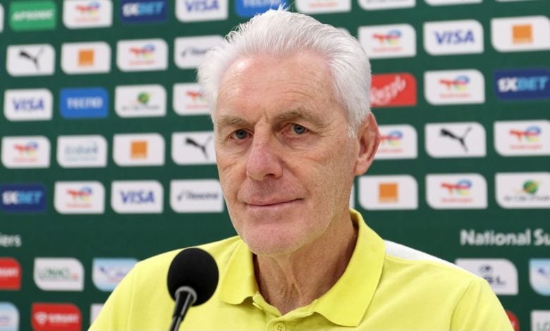 Bafana Bafana coach Hugo Broos at a press conference