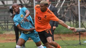 Donald Makgetlwa in action for Black Leopards.