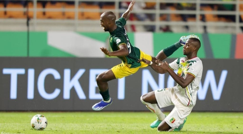 Evidence Makgopa in action for Bafana Bafana against Mali in 2023 AFCON