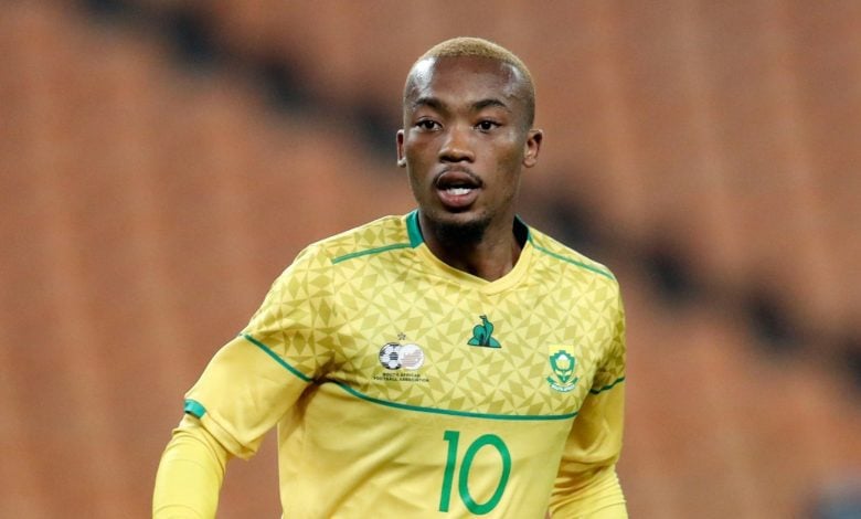 Khanyisa Mayo in Bafana Bafana colours.