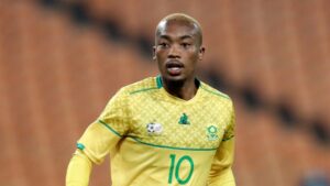 Khanyisa Mayo in Bafana Bafana colours.
