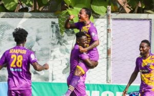 Kudakwashe Mahachi celebrating his only goal for Medeama SC