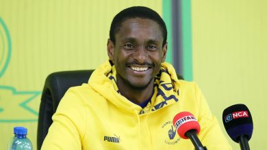 Mamelodi Sundowns coach Rulani Mokwena at a press conference