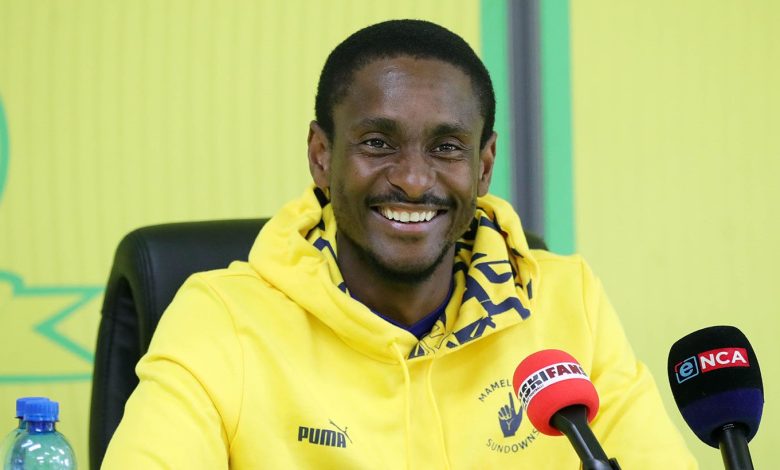 Mamelodi Sundowns coach Rulani Mokwena at a press conference