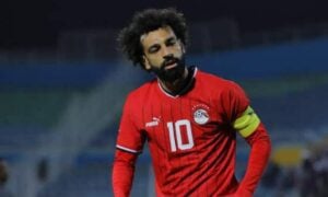 Mohamed Salah in action for Egypt at AFCON qualifiers