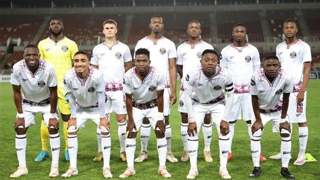 Moroka Swallows players lining up for a team picture.