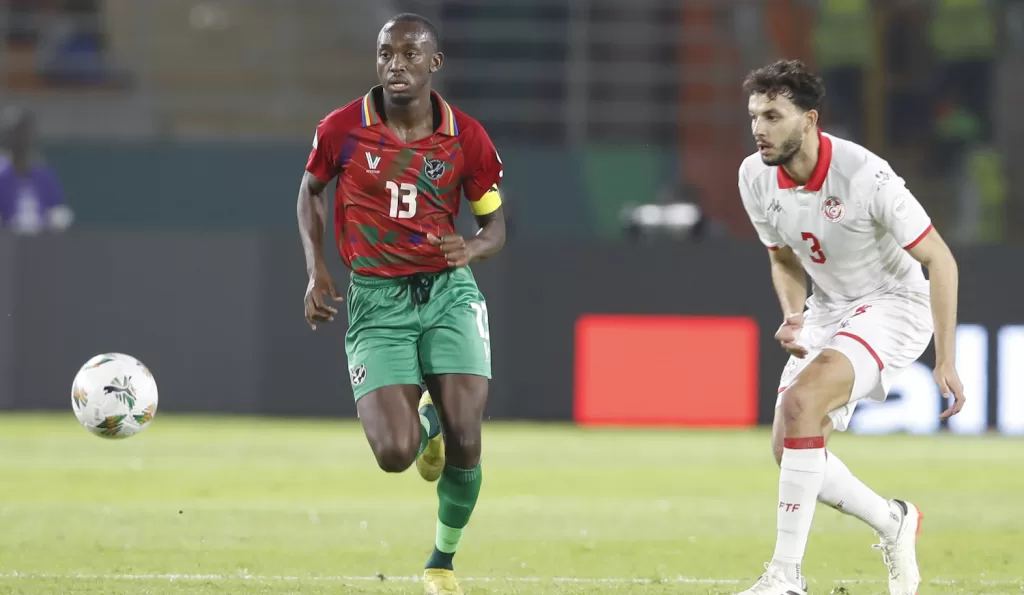 Namibia captain Peter Shalulile in action at AFCON
