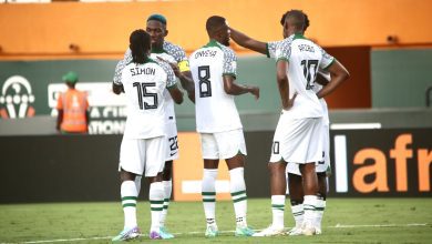 Nigeria players during their Guinea-Bissau clash.