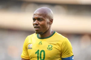 Percy Tau of Bafana Bafana before a a game