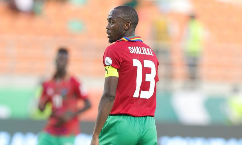 Peter Shalulile in action for Namibia at AFCON