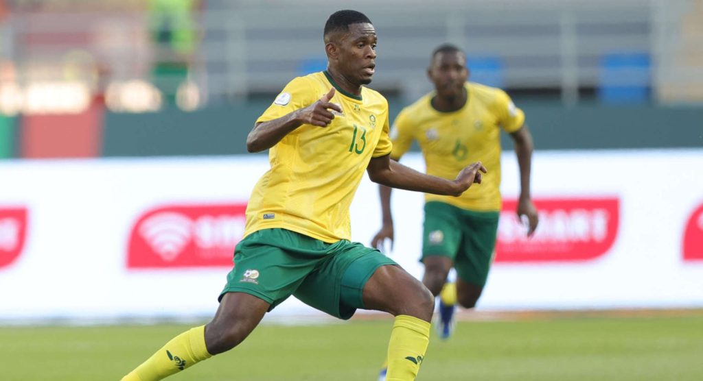 Sphephelo Sithole of Bafana Bafana in action at AFCON